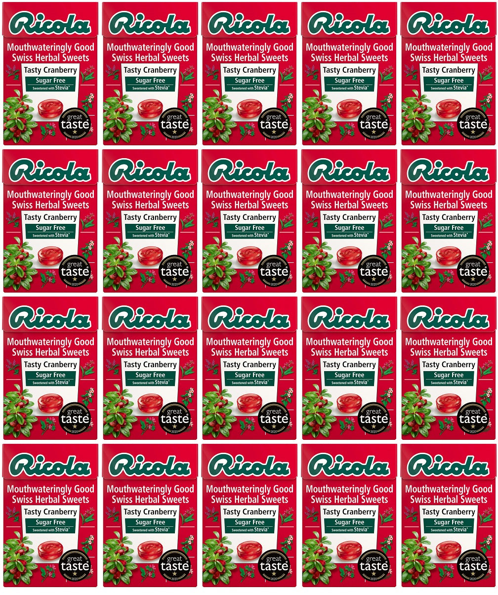 20 x Ricola Cranberry Sugar Free Box (Stevia) - 45g