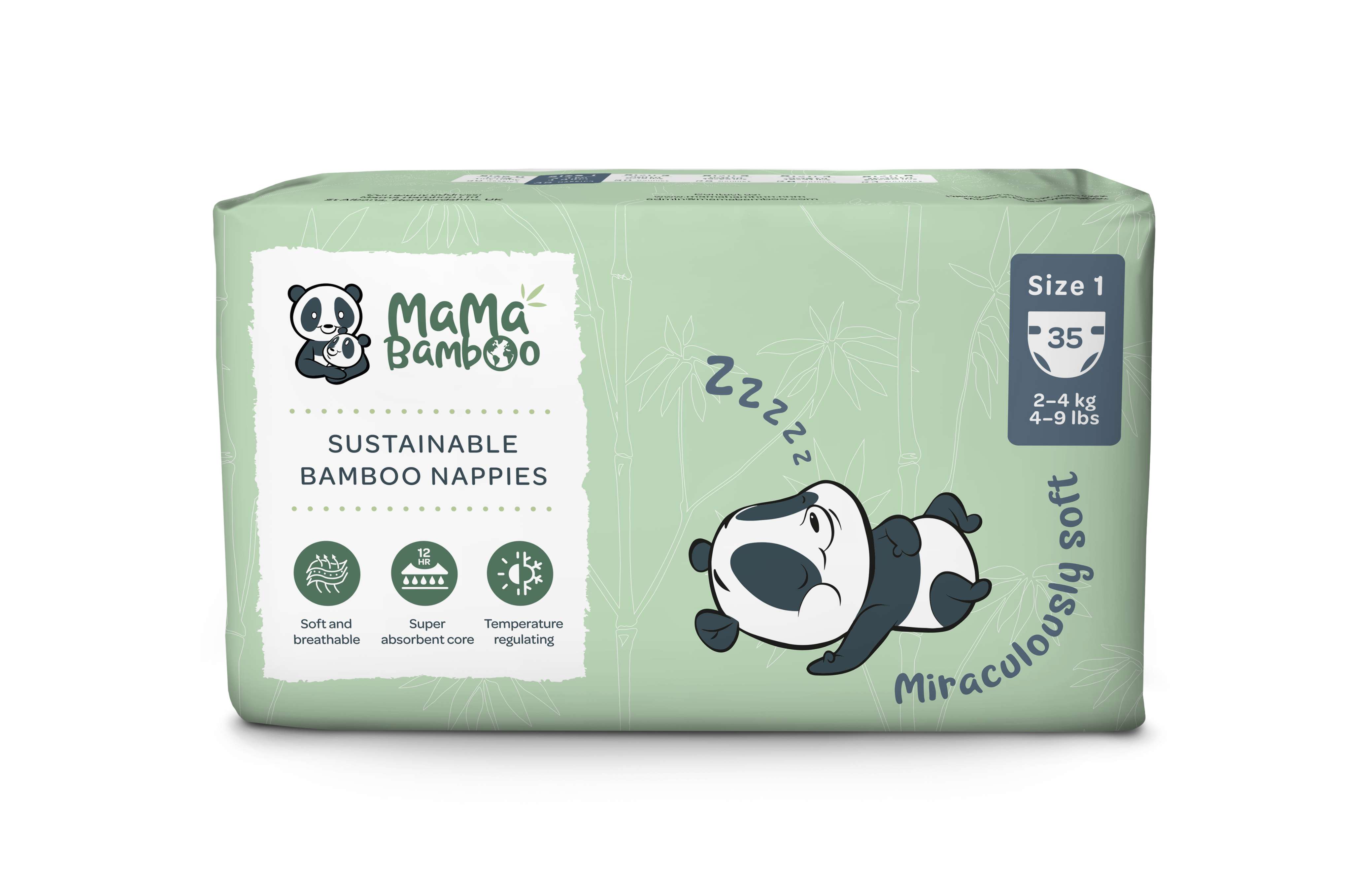 Mama Bamboo Eco Nappies - Size 1 (Newborn) - 35pc