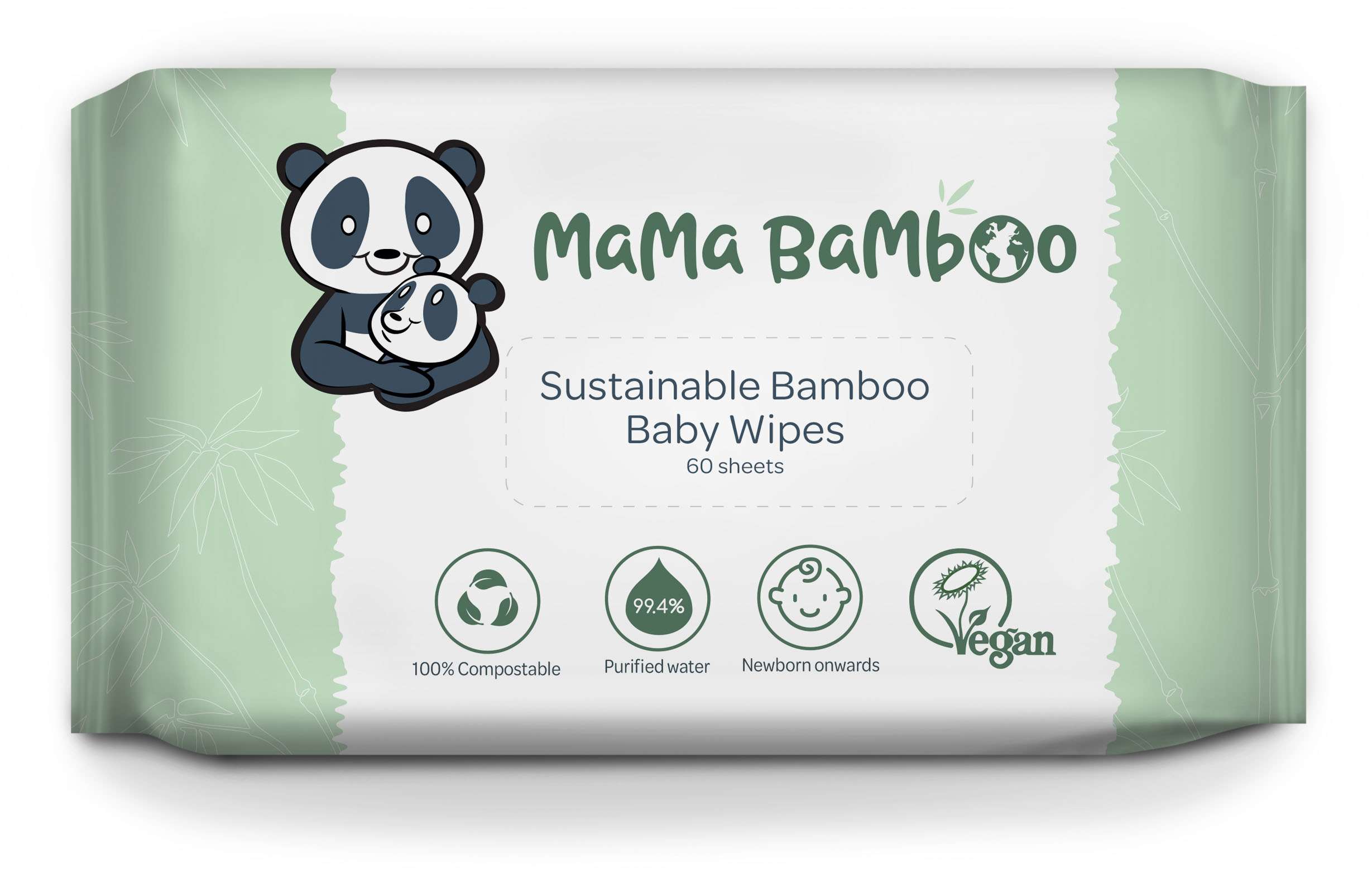 Mama Bamboo Eco Baby Wipes - 60pc