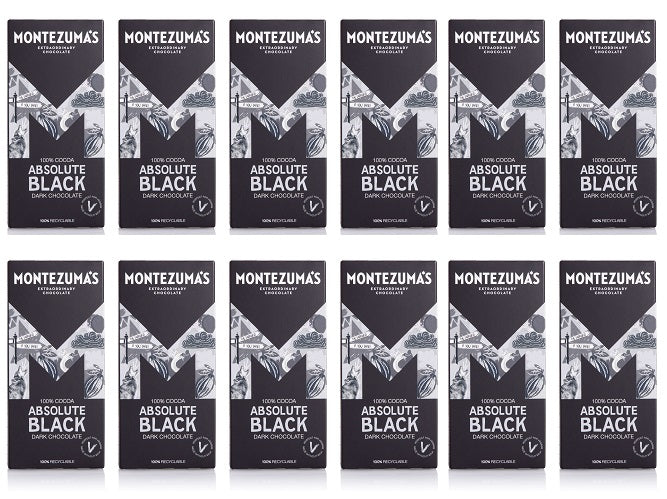 12 x Montezuma Absolute Black 100% Cocoa - 90g