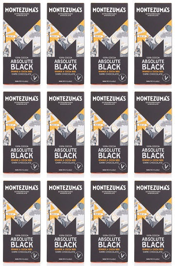 12 x Montezuma Absolute Black with Orange & Cocoa Nibs - 90g