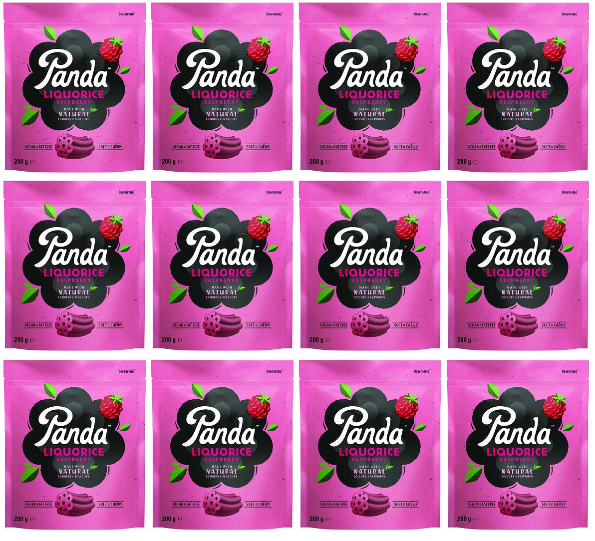 12 x Panda Natural Raspberry Cuts - 200g