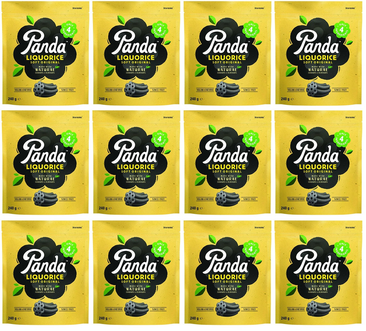 12 x Panda Natural Liquorice Cuts - 240g