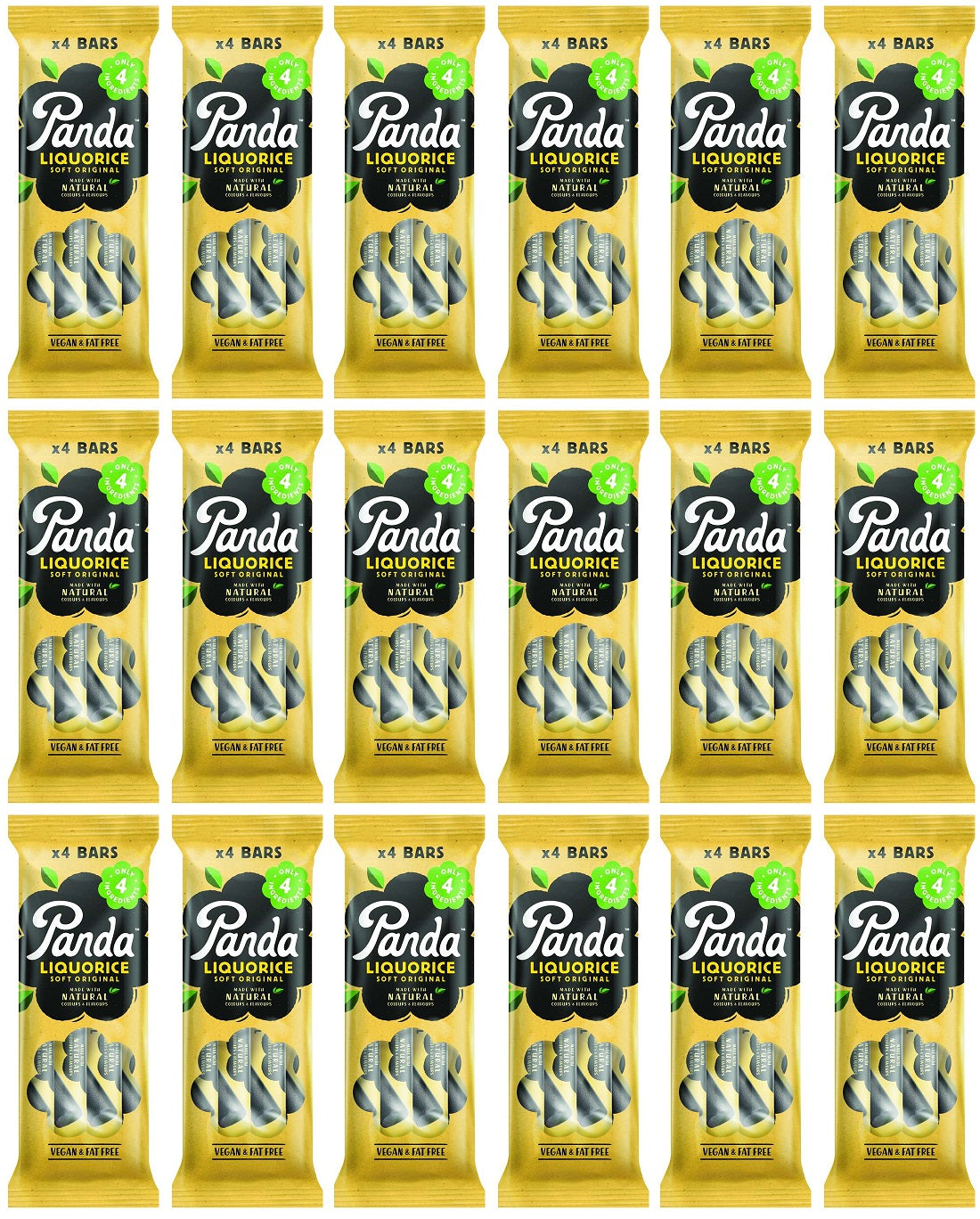 18 x Panda Natural Liquorice Bar 4pk - 128g