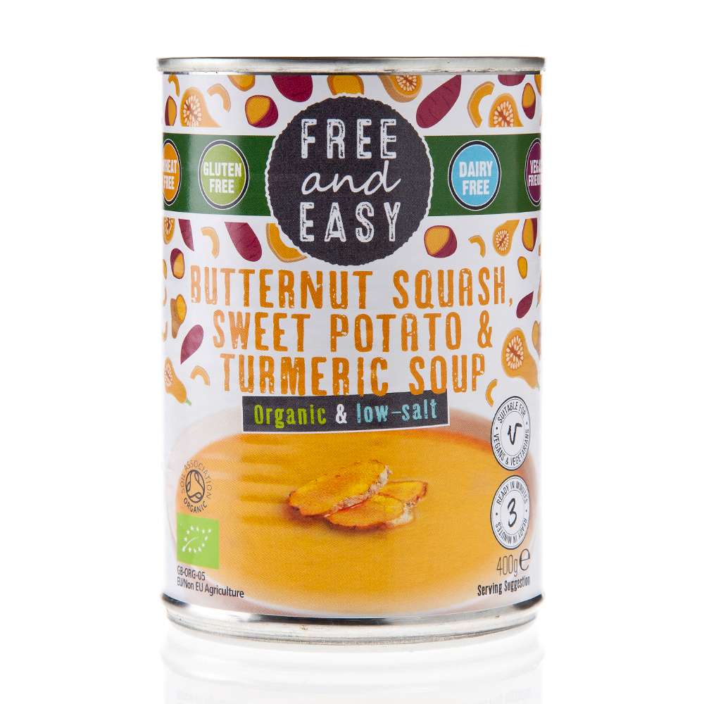 Free & Easy Org B/nut Squash Potato Turmeric Soup - 400g