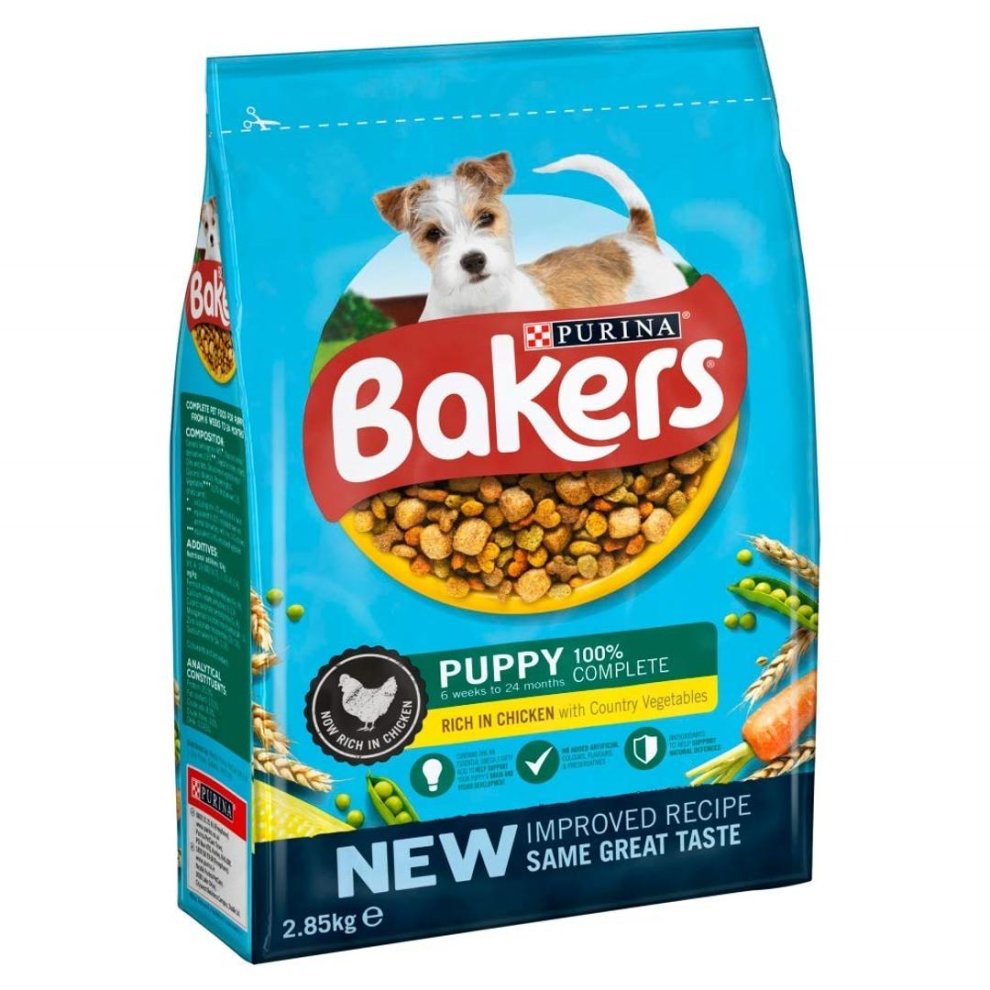 4 x Bakers Puppy Chicken With Vegetables Dry Dog Food 2.85Kg