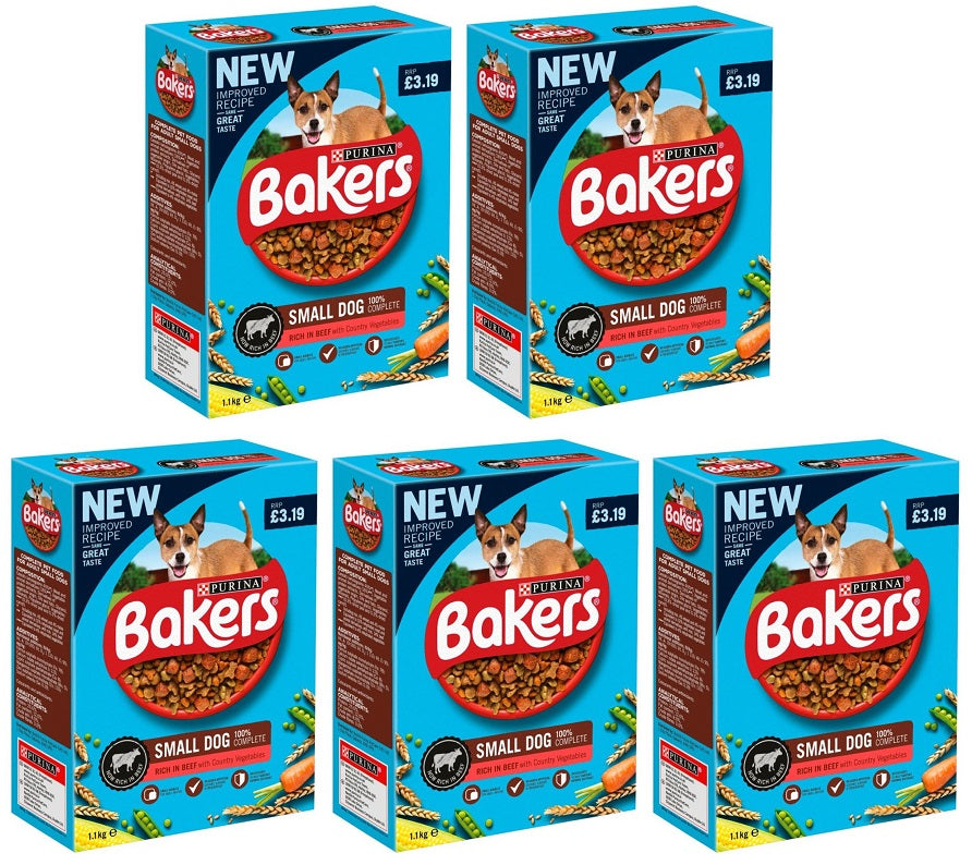 5 x Bakers Small Dog With Tasty Beef & Country Vegetables 1.1Kg