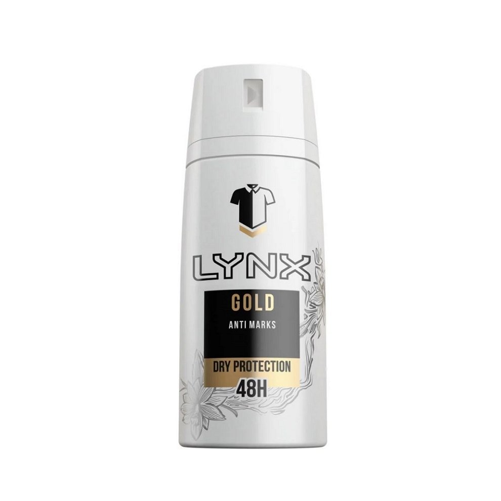 6 x Lynx Gold Anti White Marks Anti-Perspirant Deodorant Spray For Men 150Ml