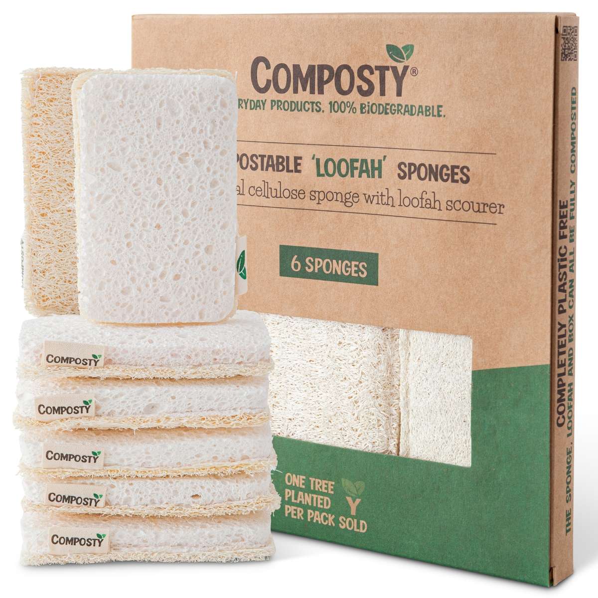 Composty Loofah All-in-One Sponges - 6pc