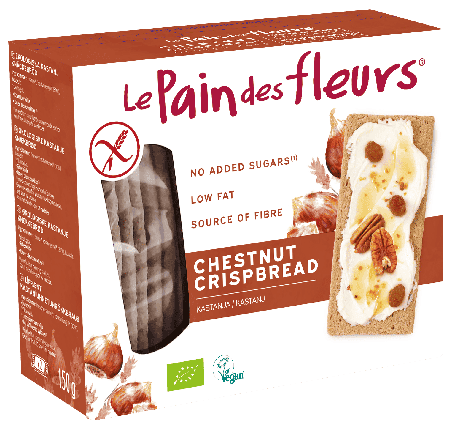 6 x Le Pain Des Fleurs Org Chestnut Flour GF Crispbread - 150g