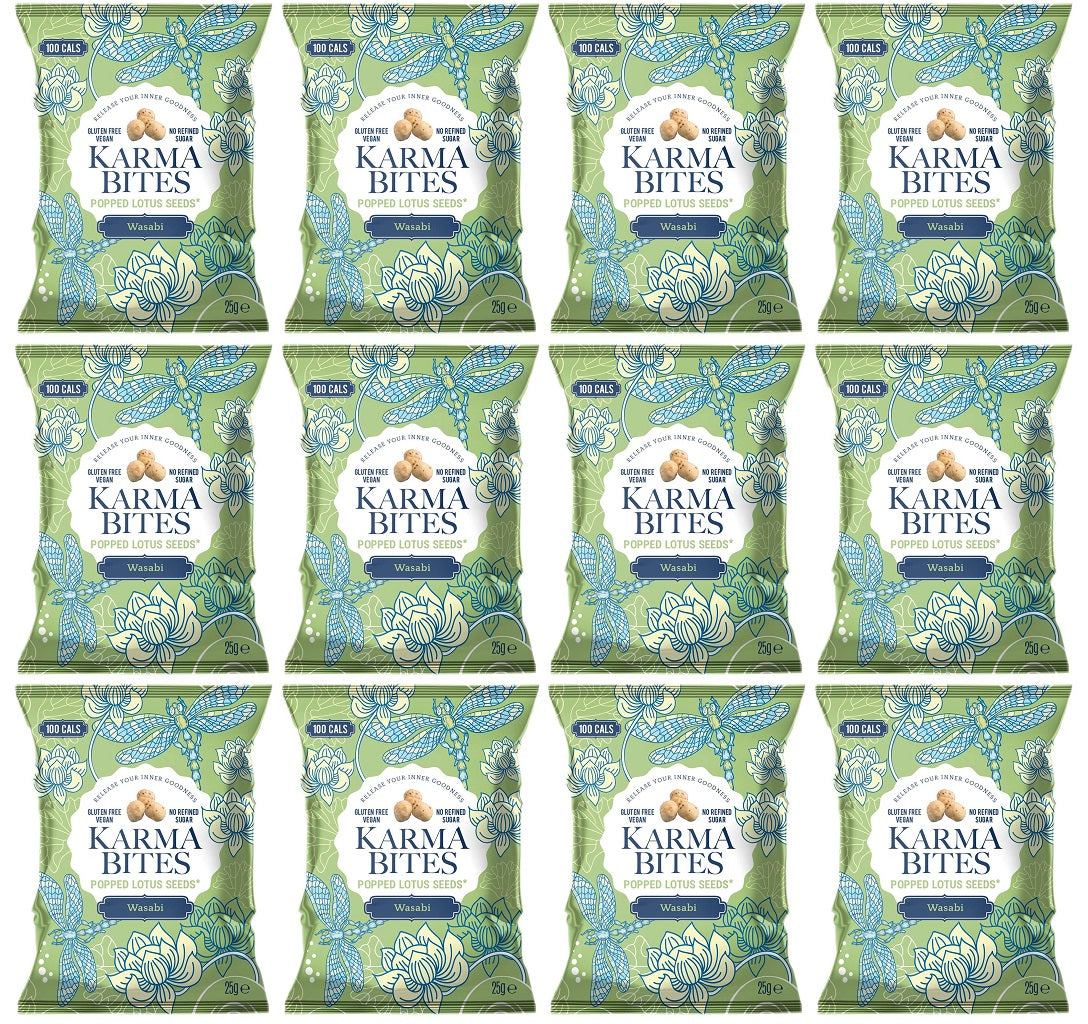 12 x Karma Bites Wasabi Popped Lotus Seeds - 25g