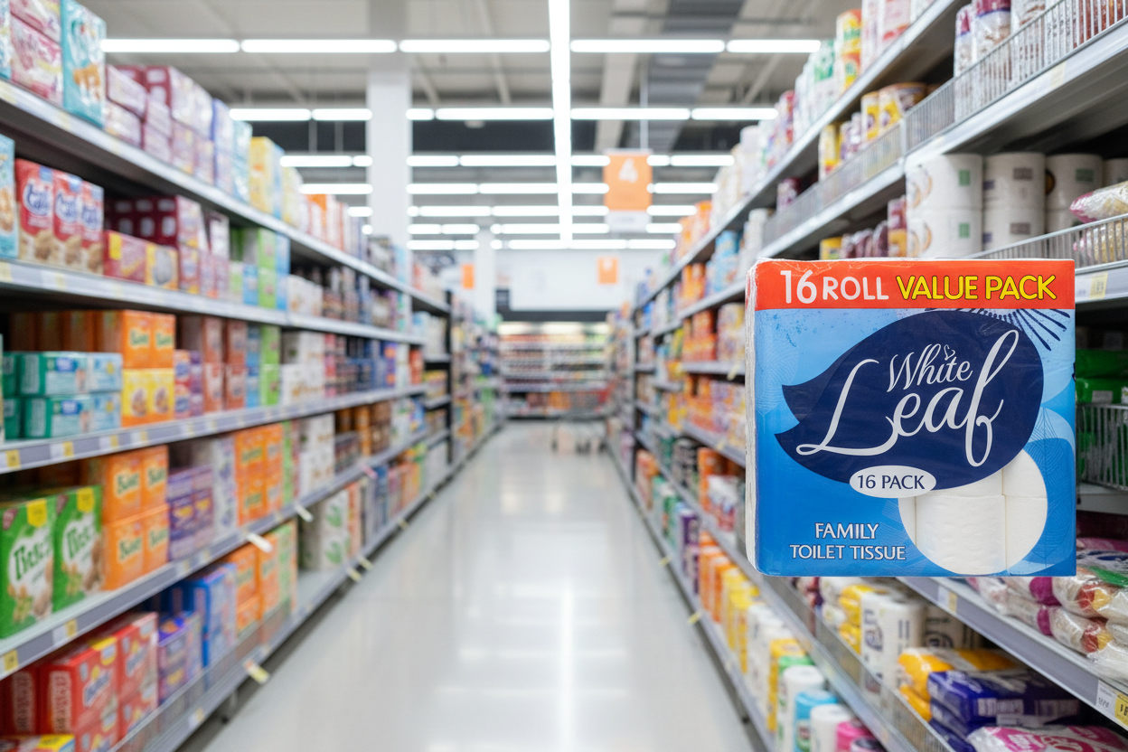 5 x White Leaf 16 Family Toilet Tissue