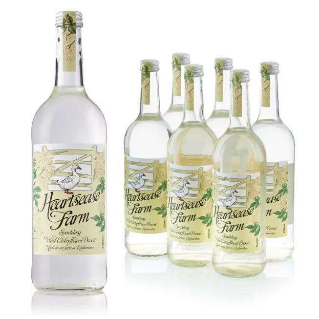 6 x Heartsease Farm Sparkling Elderflower Water - 750ml