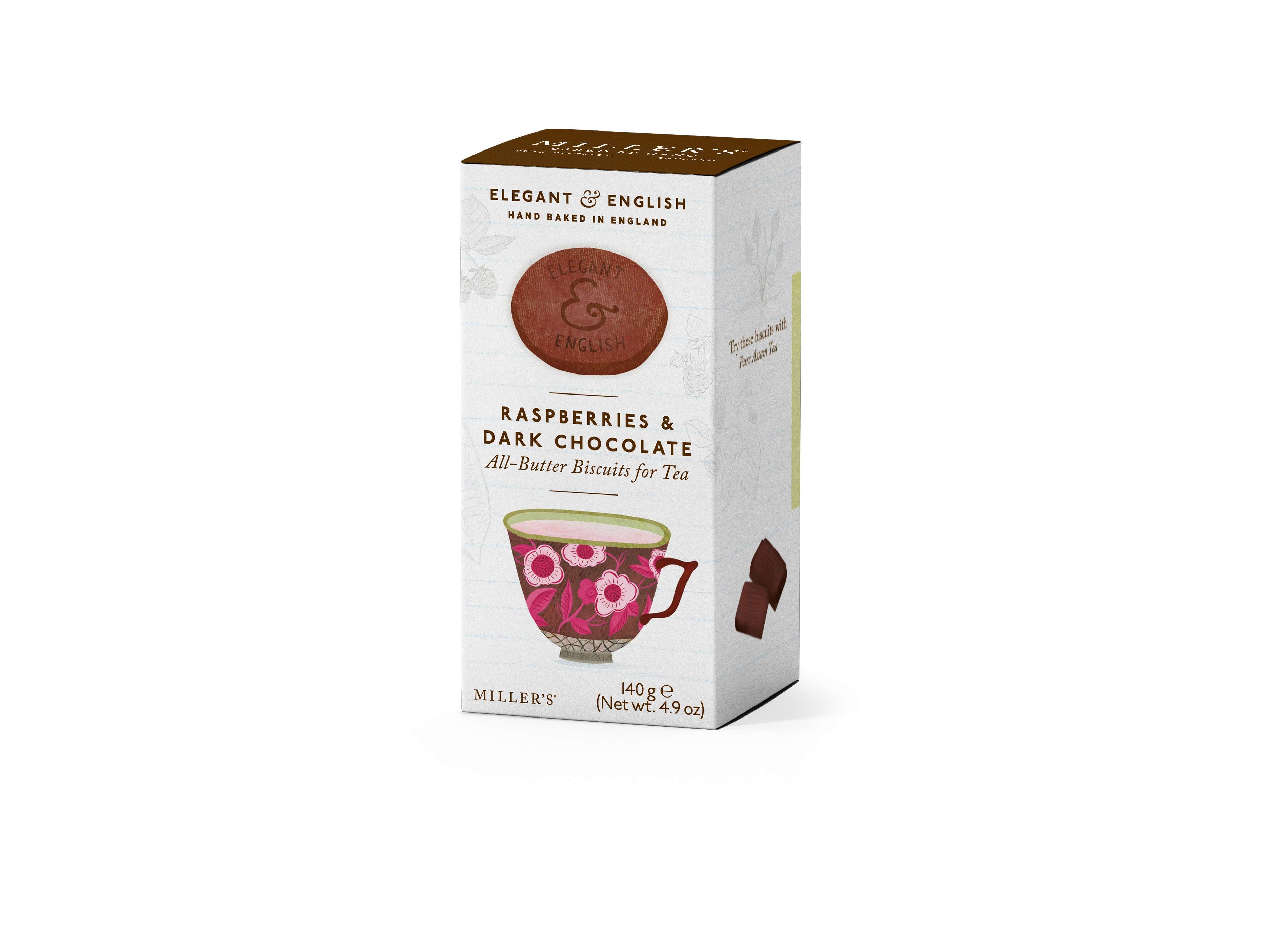 Elegant & English Raspberry & Dark Choc Biscuits - 140g
