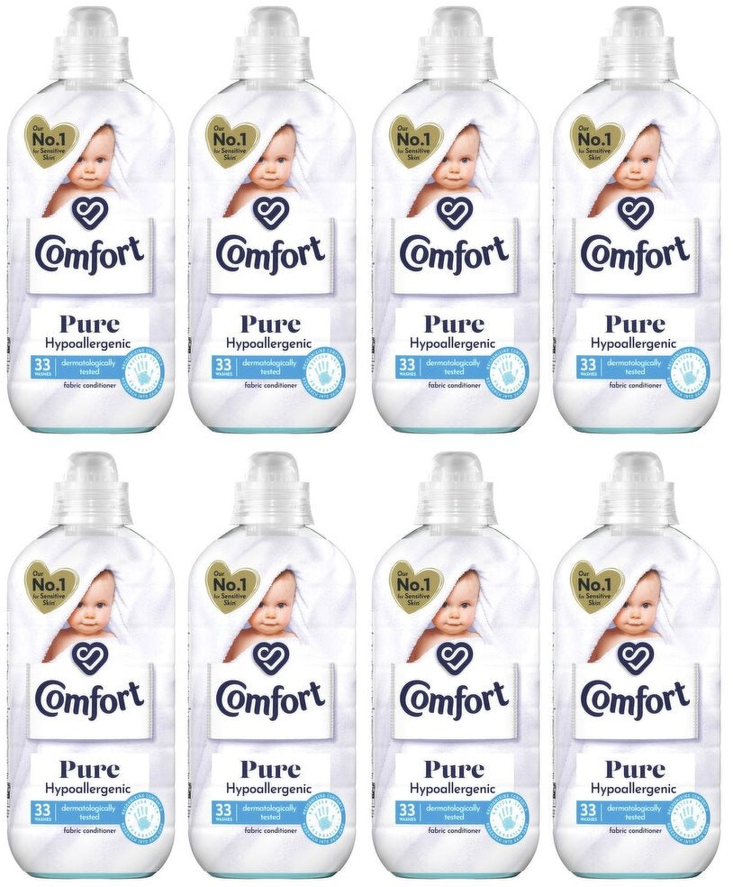 8 x Comfort Sensitive Fabric Conditioner Pure 33 Washes (990 Ml)