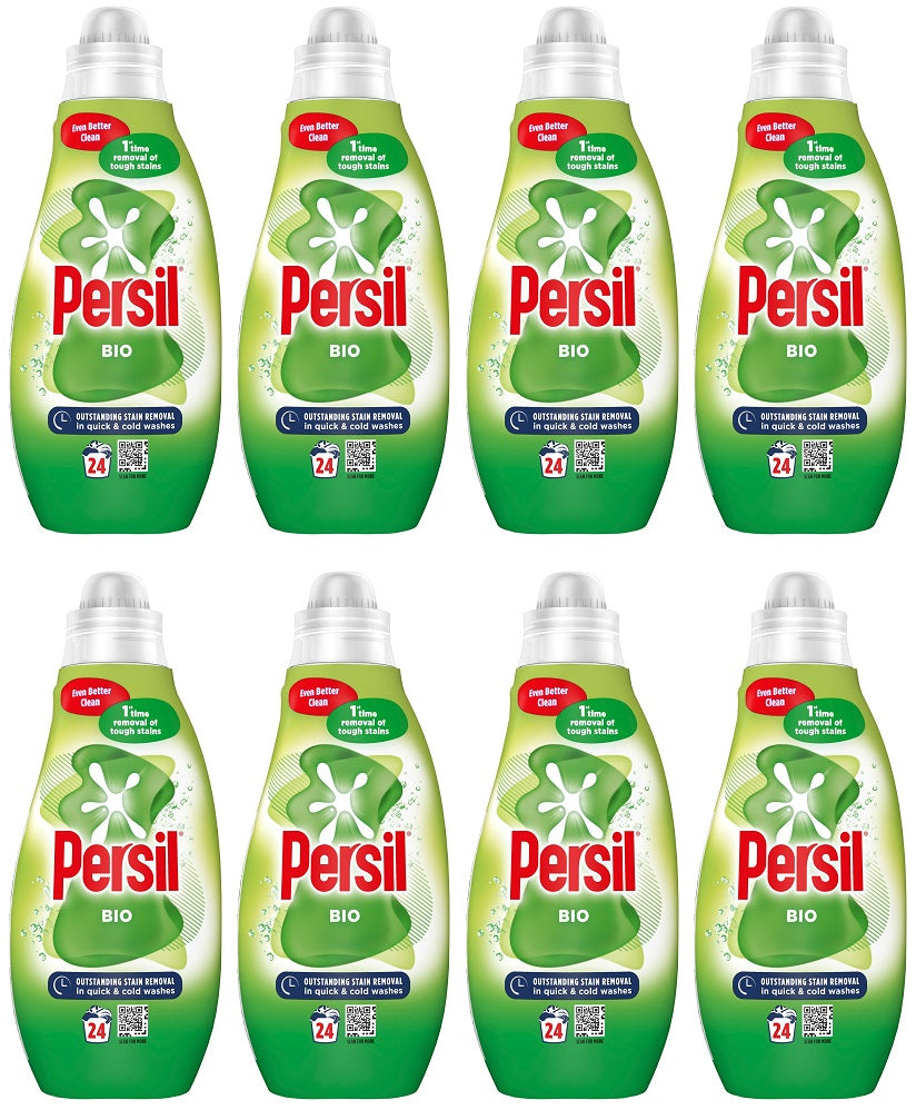 8 x Persil Laundry Washing Liquid Detergent Bio 648 Ml (24 Washes)