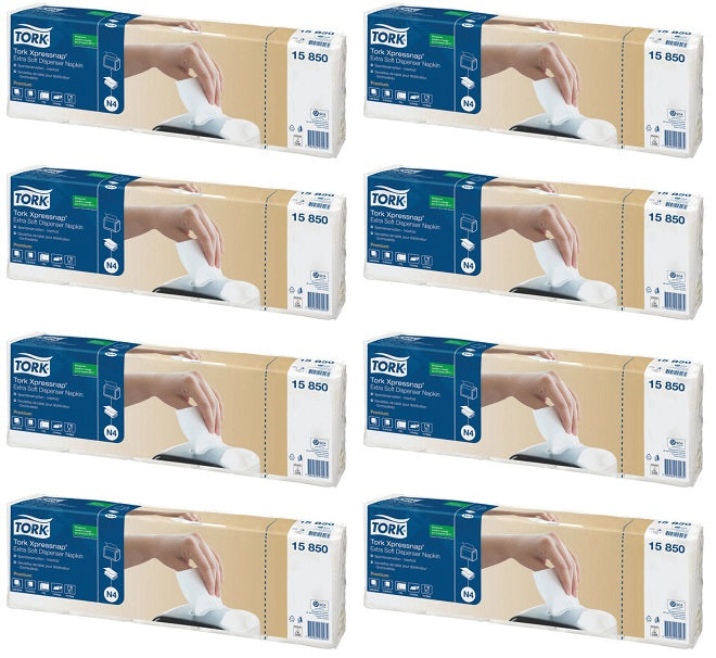8 x Tork Xpressnap Ex Soft White Dispenser Napkin 2F 200Px5 N4