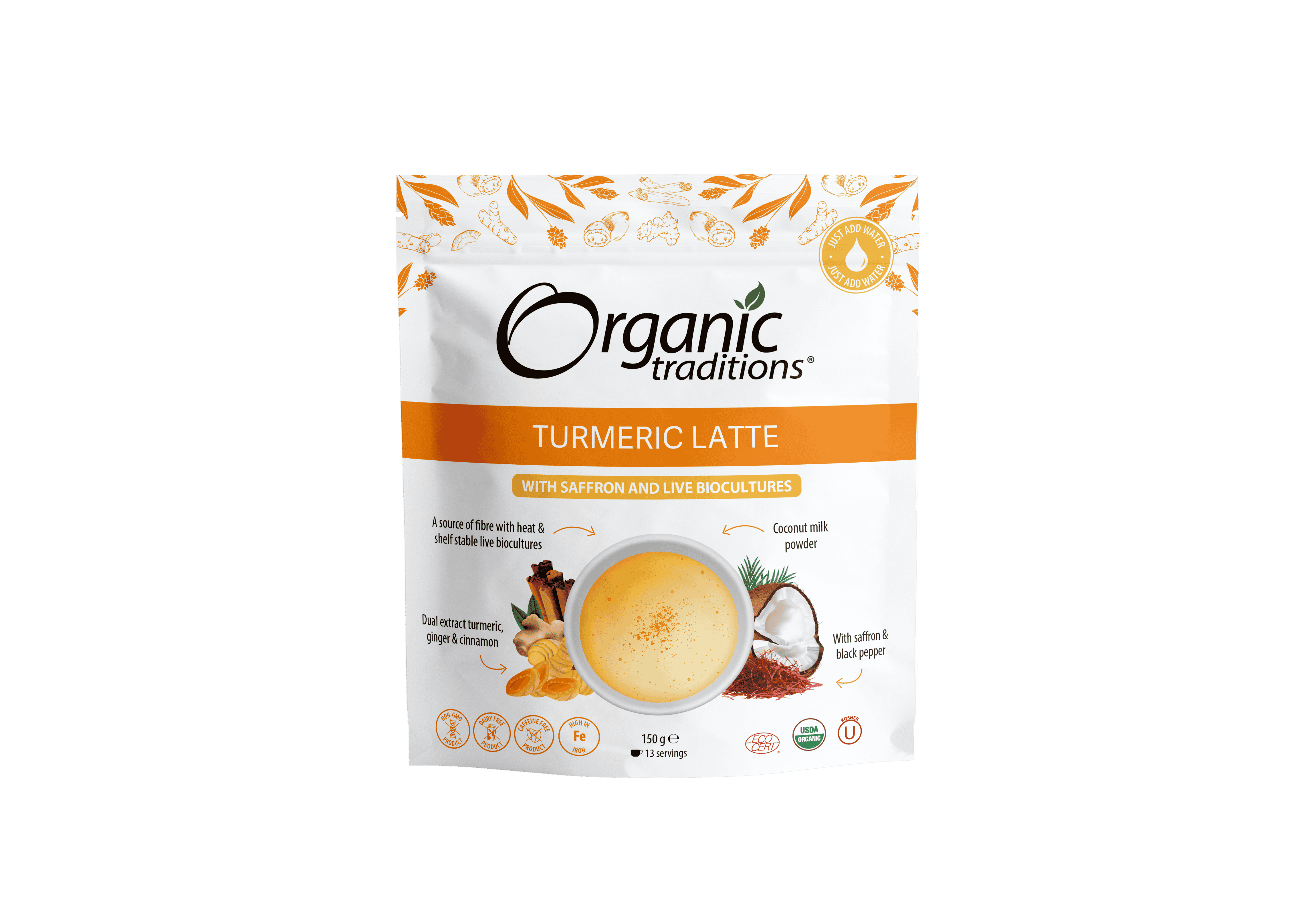 Organic Traditions Org Turmeric Latte with Saffron - 150g