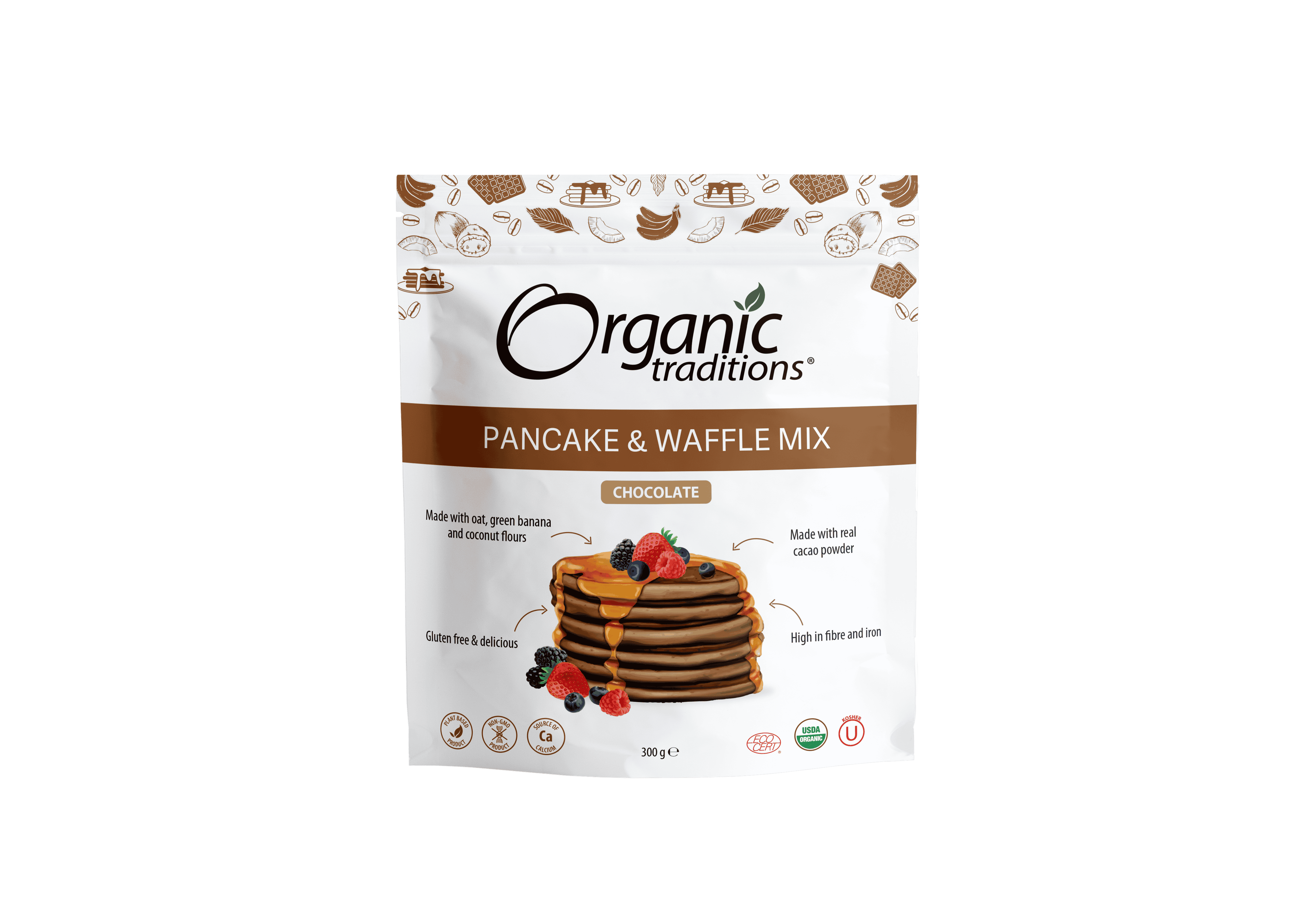 Organic Traditions Org Choc Pancake & Waffle Mix - 300g