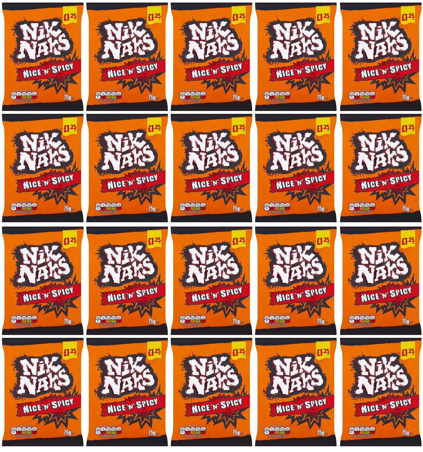 20 x Kp Nik Naks Nice N Spicy - 75GM
