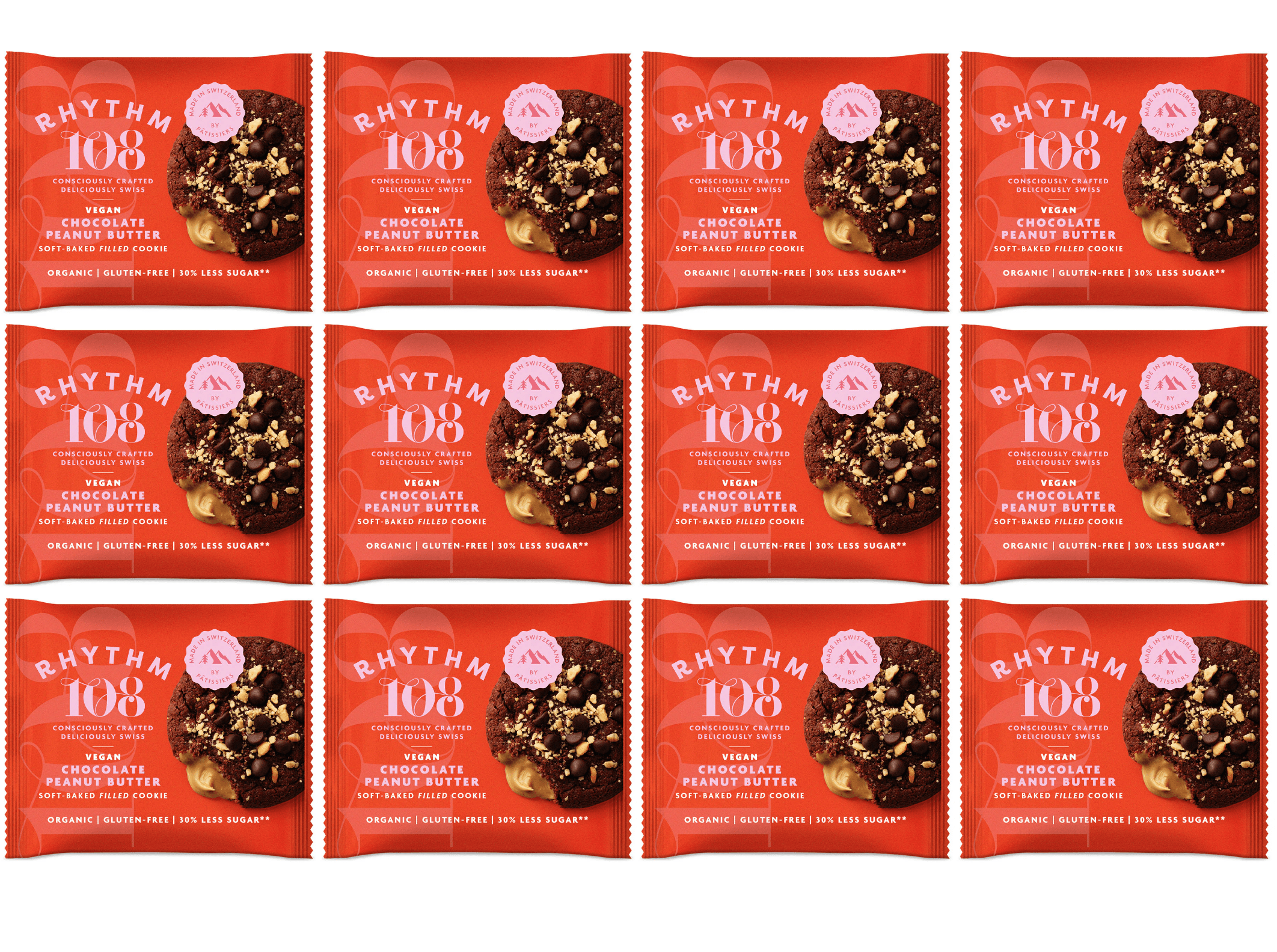 12 x Rhythm 108 Choc Peanut Butter Cookie - 50g
