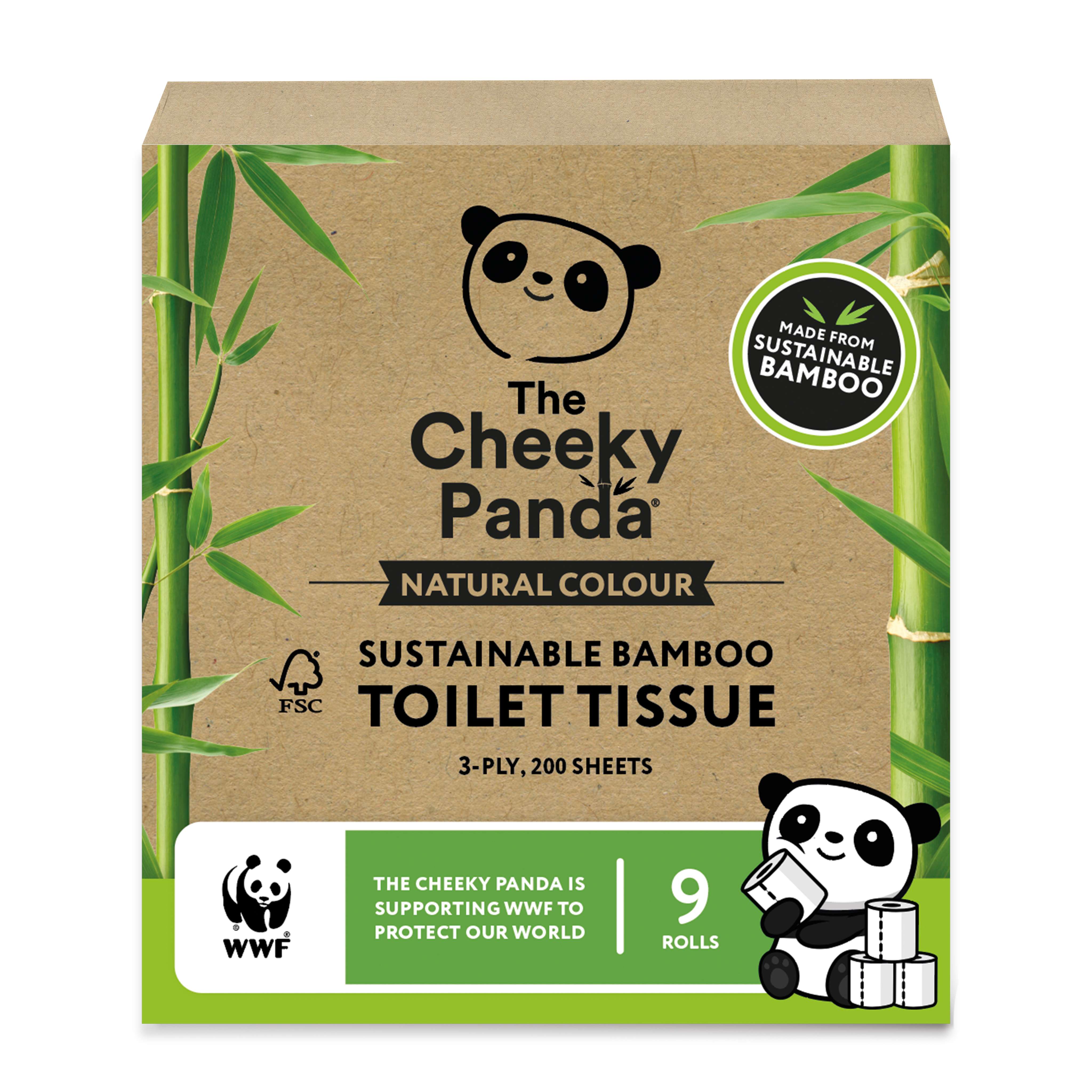 The Cheeky Panda Naturally Coloured Toilet Tissue - 9Rolls