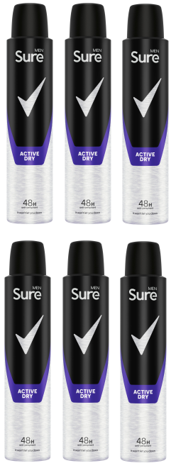 6 x Sure Men Anti P Active Dry - 200ML