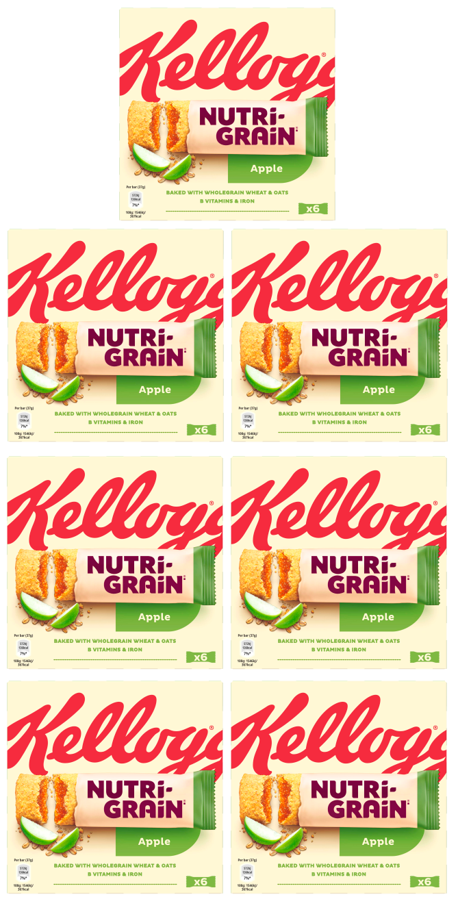 7 X Kellogg's Nutri-grain Apple Cereal Bars 6X37G