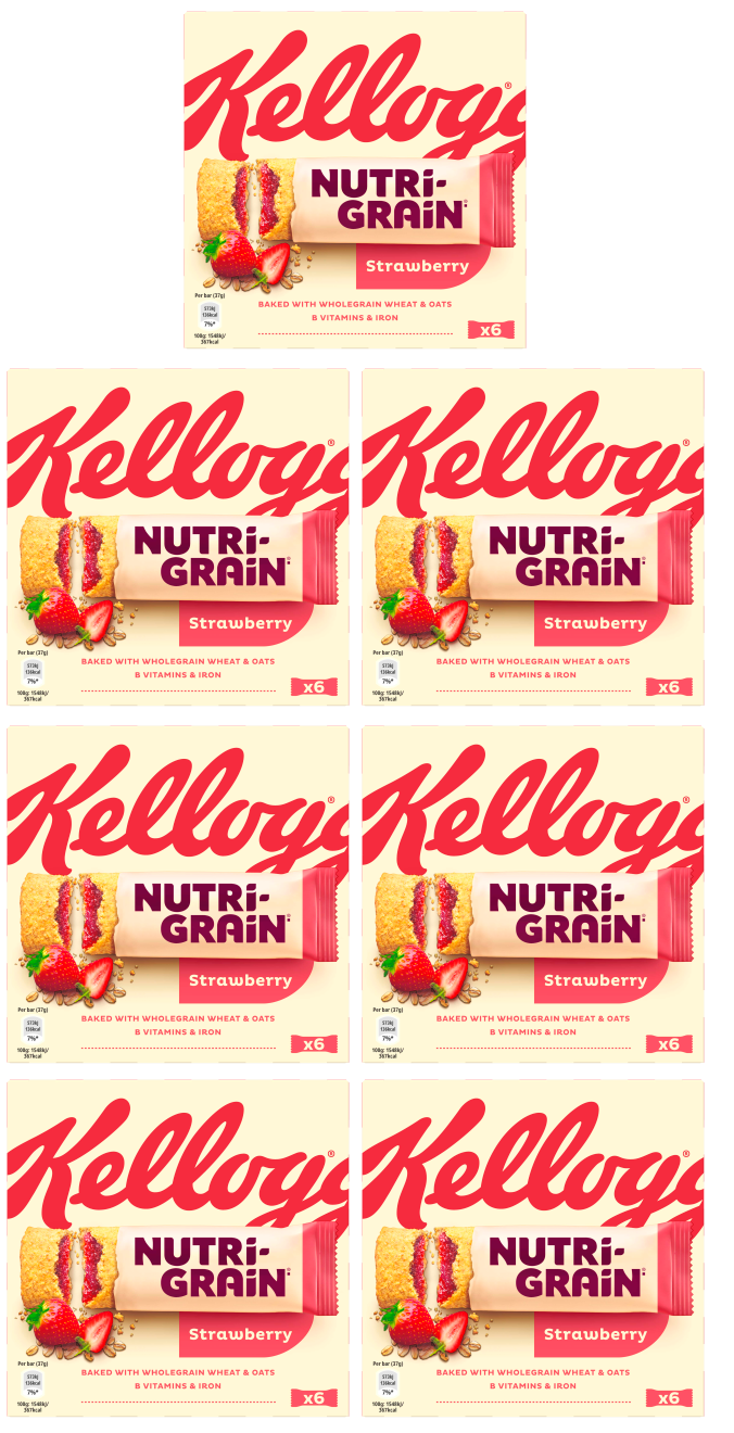 7 X Kellogg's Nutri-grain Strawberry Snack Bars 6X37G