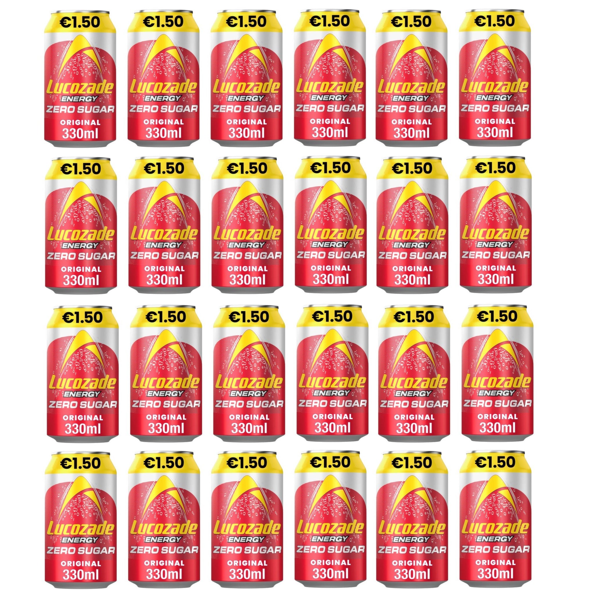 24 x Lucozade Zero Original Can - 330Ml