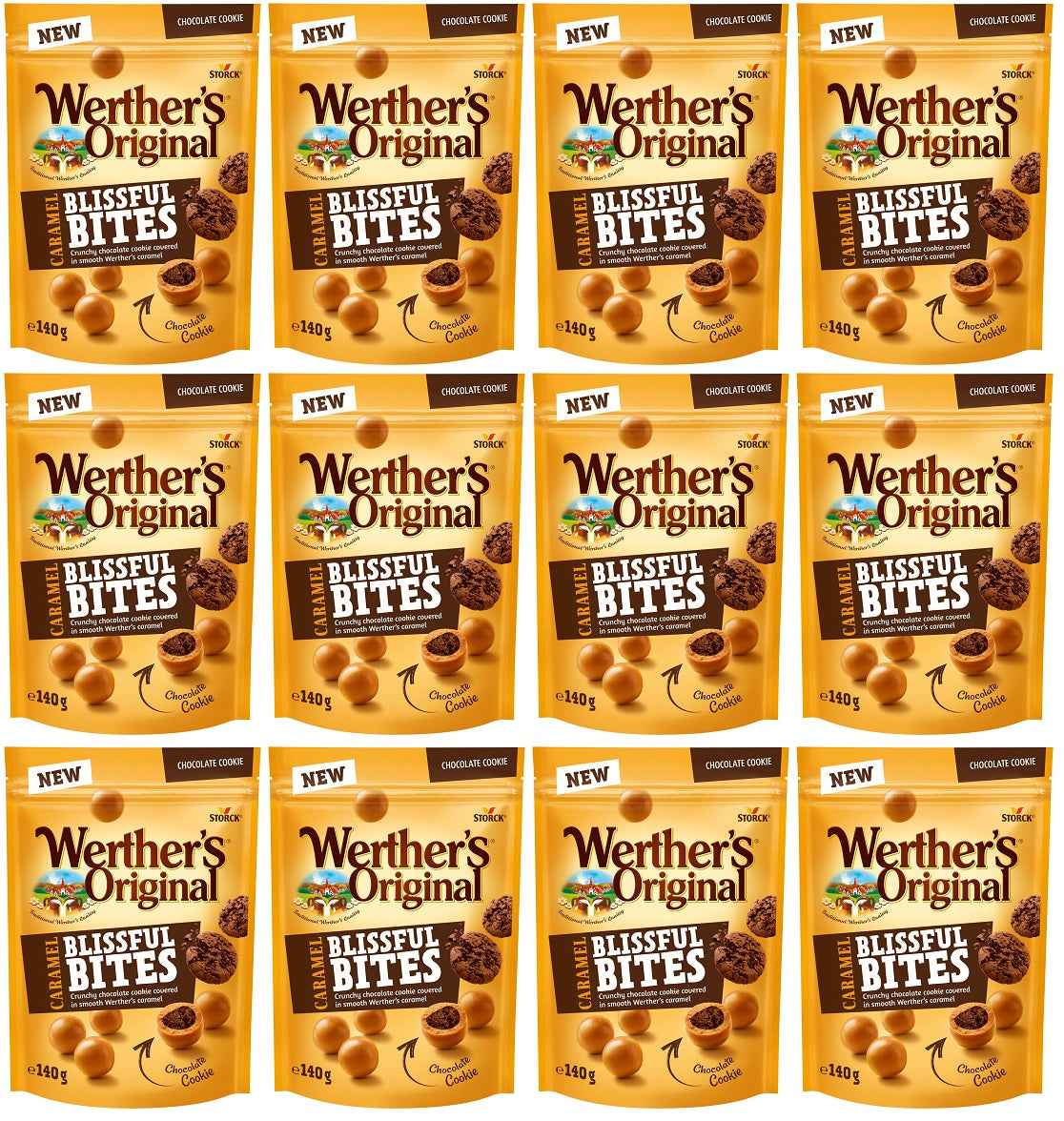 12 x Werthers Original Caramel Blissful Bites Chocolate Cookie 140G