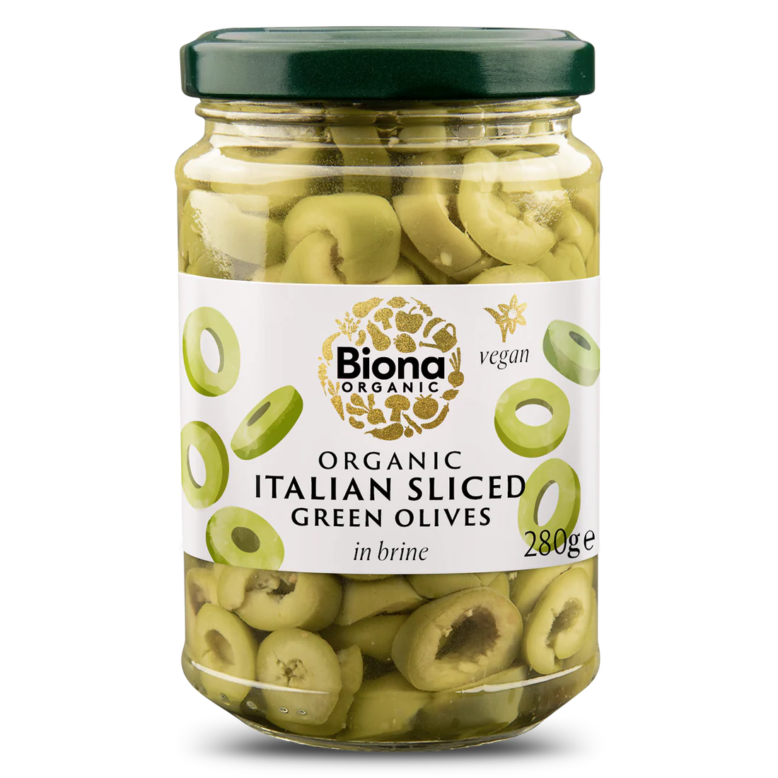 Biona Sliced Green Olives Brine Org - 280g