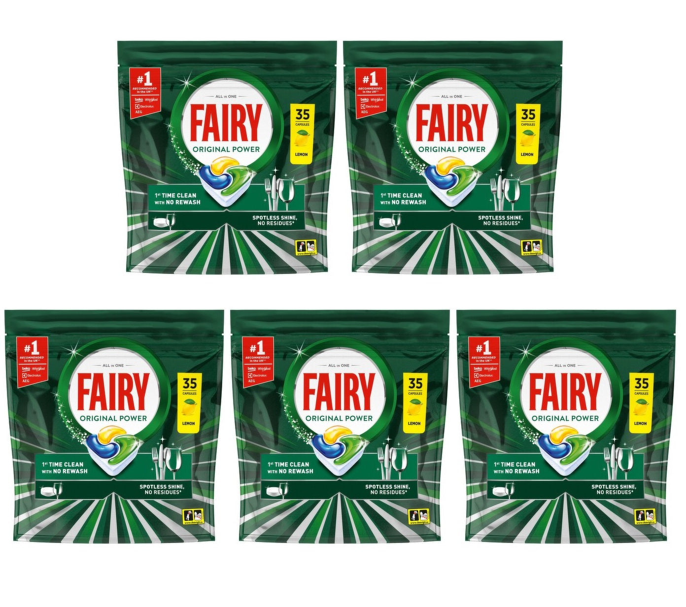 5 X Fairy Original Dishwash Tablet Lemon - 35 Pack