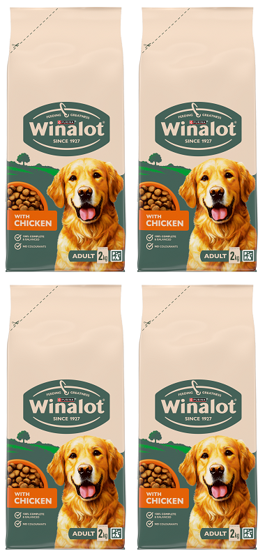 4 X Winalot Dog Food Dry Chicken - 2Kg
