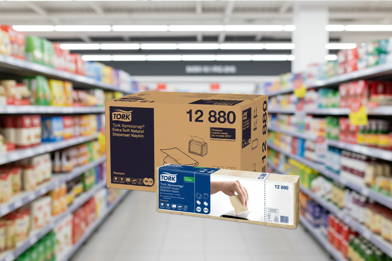 8 x Tork Xpressnap Extra Soft Natural Dispenser Napkin 200Pkx5X8