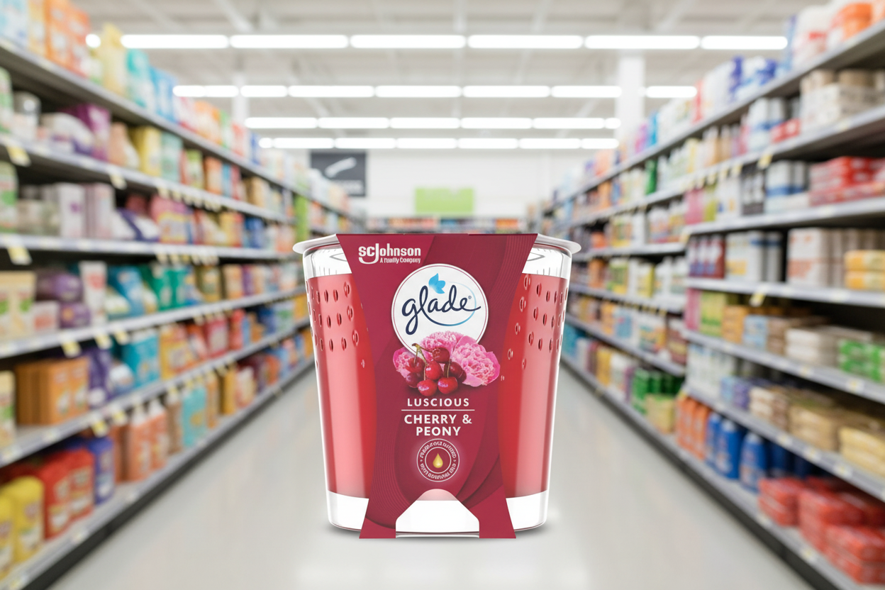 6 x Glade Scented Candle Air Freshener Luscious Cherry & Peony 129G