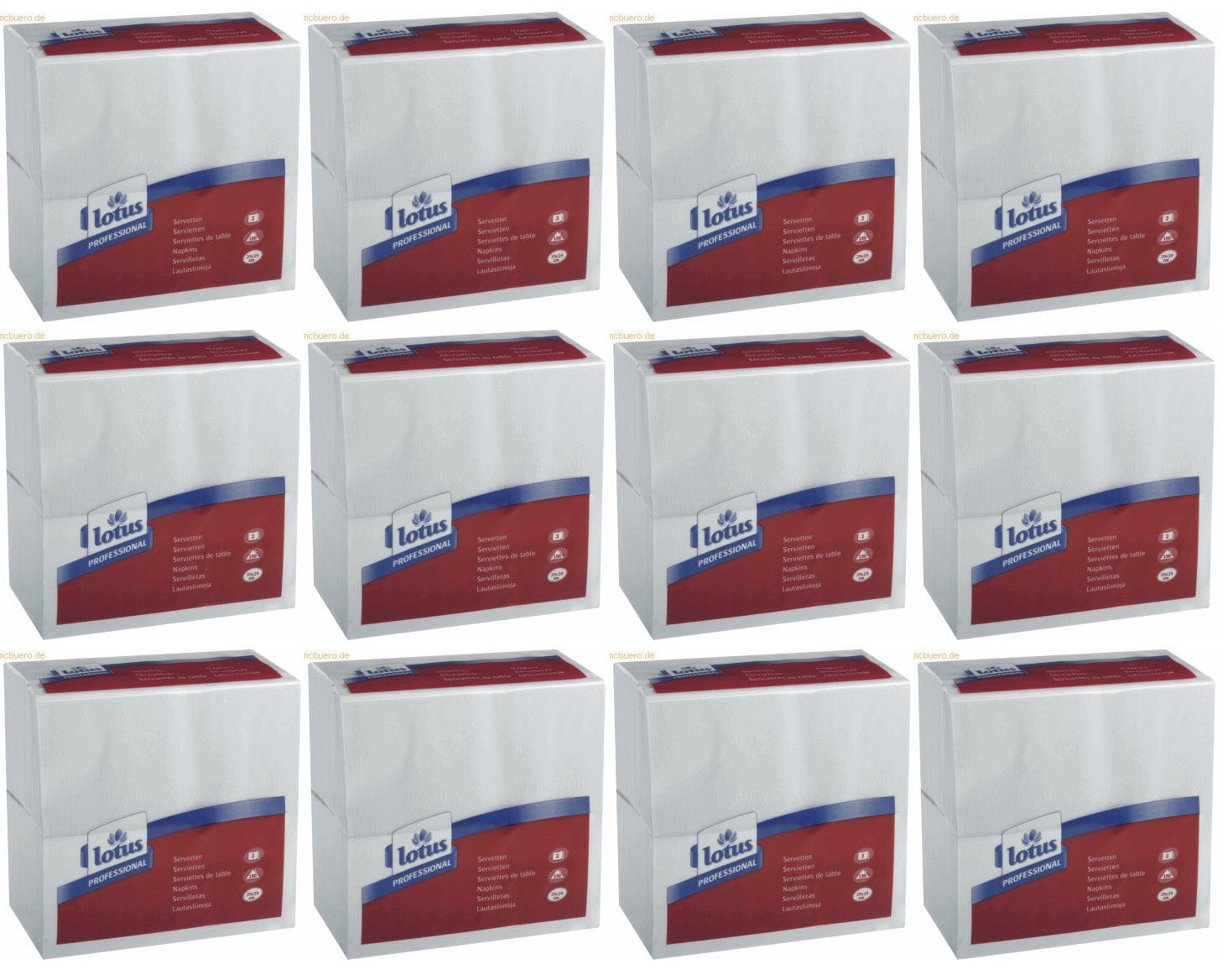 12 x 477554 Tork White Dinner Napkin, 8-Fold, 2 Ply, 150 Napkin X12