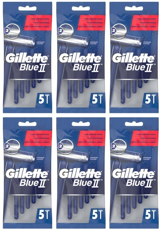 6 x Gillette Blueii Men's Disposable Razors X5