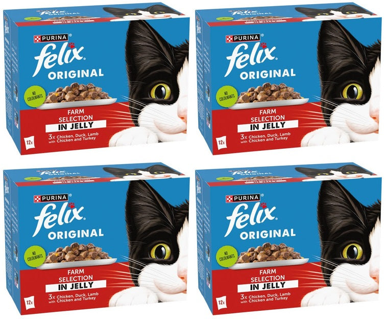 4 x Felix Cat Original Pouch Farm Selection - 12X85GM