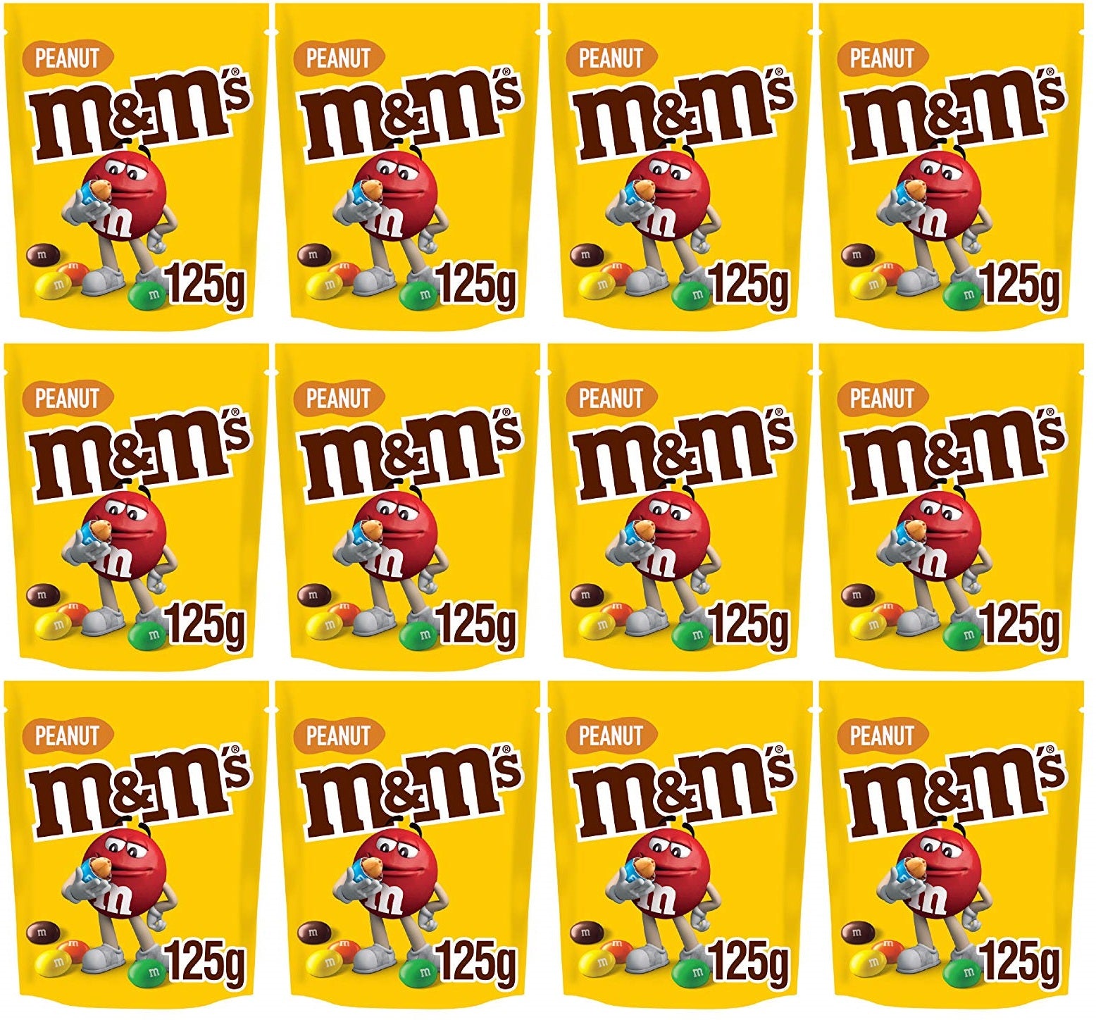 12 x M&M's Peanut Chocolate Pouch Bag 125G