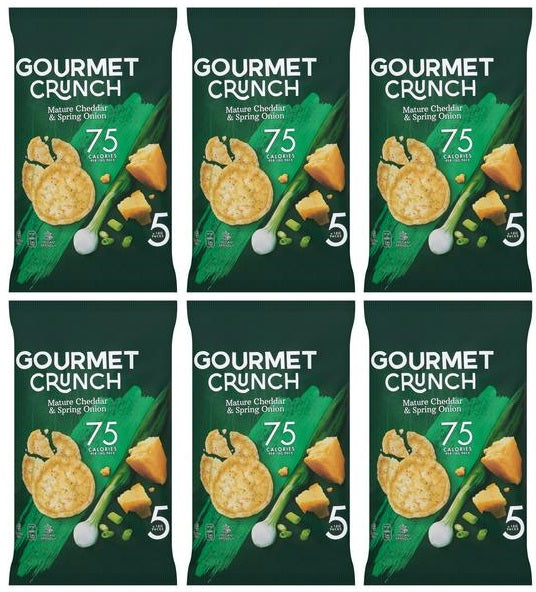6 x Gourmet Crunch Cheddar & Spring Onion 5pk - 5X18GM