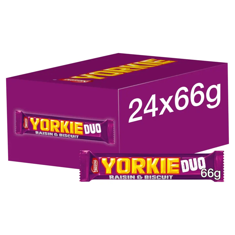 24 x Yorkie Raisin & Biscuit Chocolate Duo Bar 66G