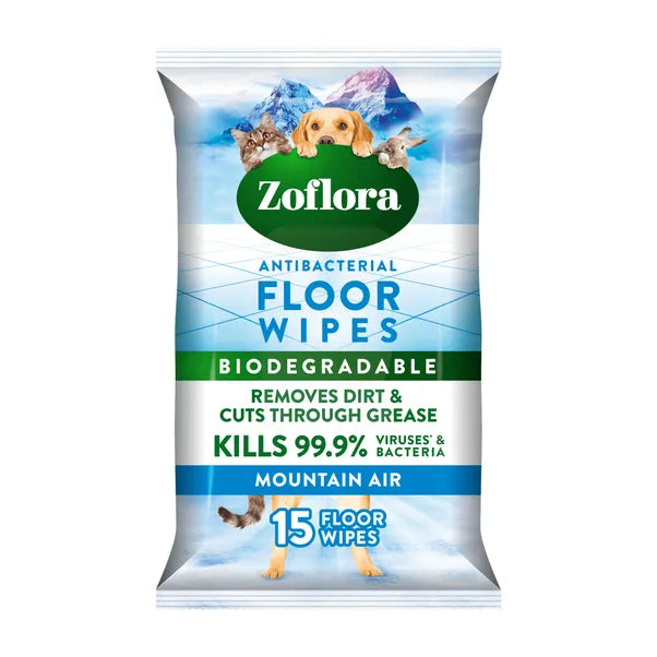 12 x Zoflora Floor Wipes Mountain Air - 15 PACK
