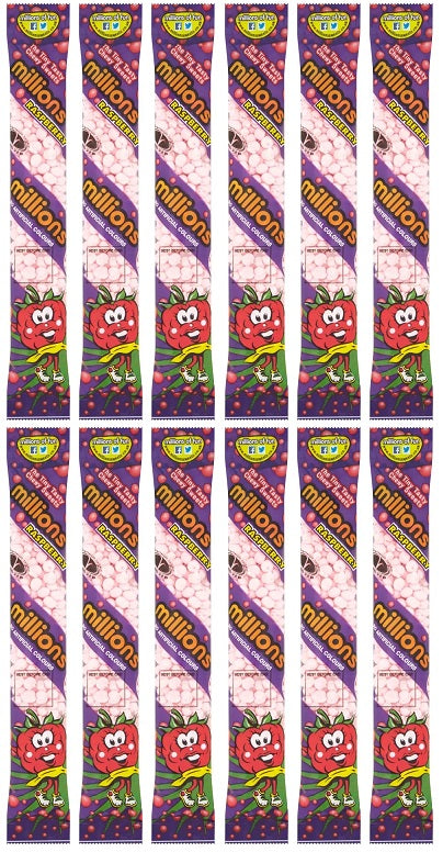 12 x Millions Tube Raspberry - 55GM