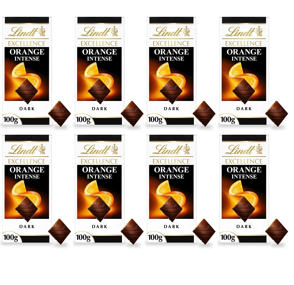 8 x Lindt Excellence Dark Orange Intense - 100GM