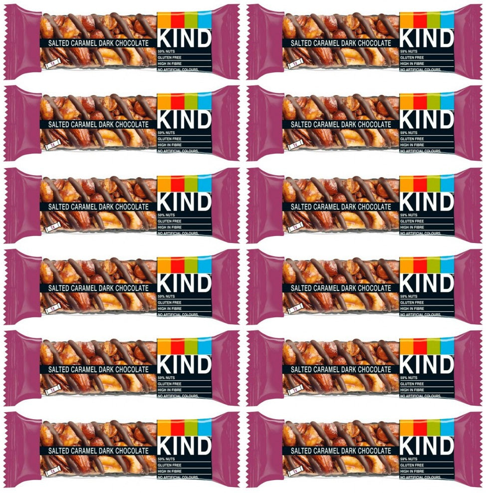 12 x Kind Salted Caramel Dark Chocolate Snack Bar 40G