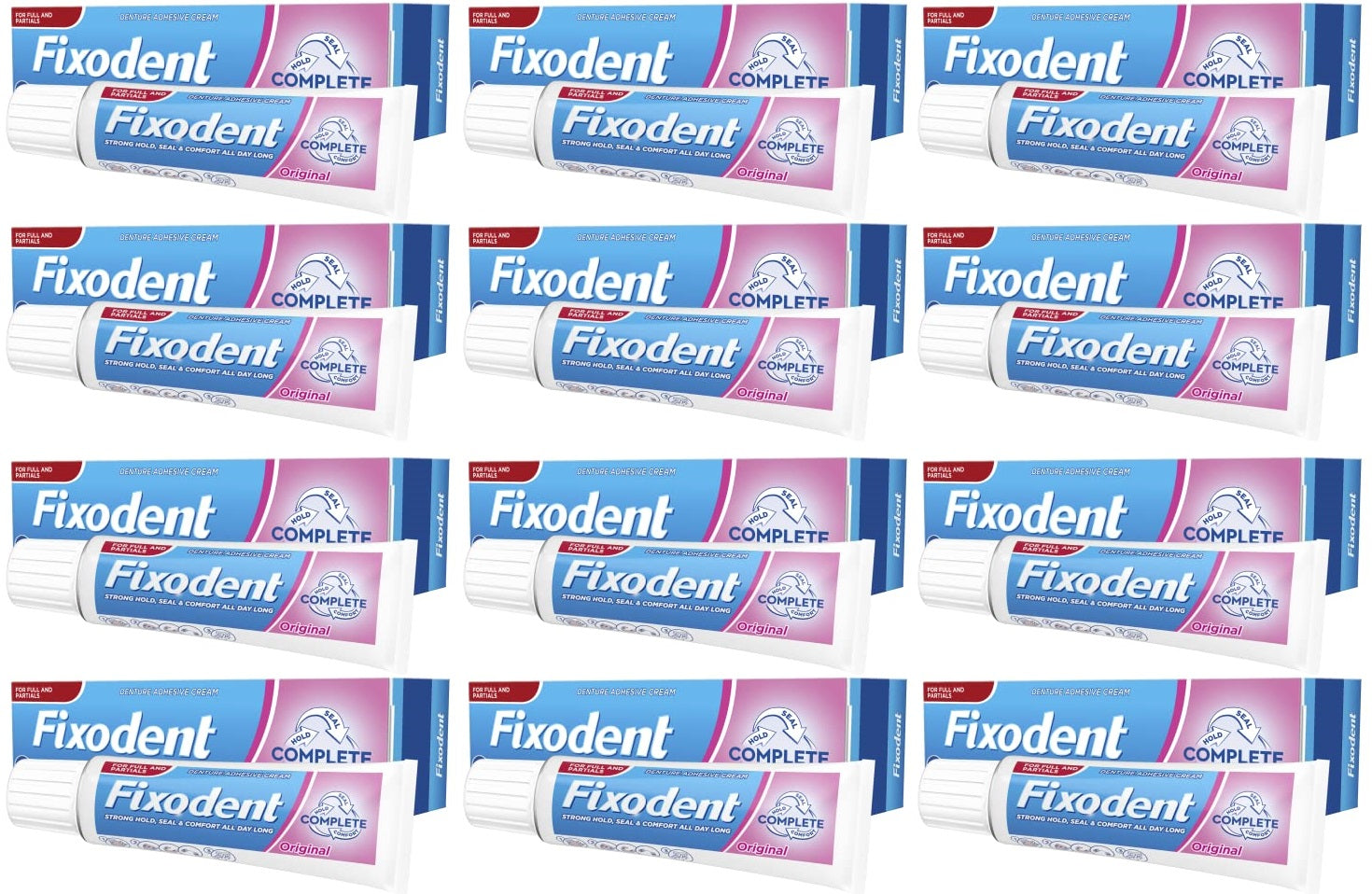 12 x Fixodent Complete Denture Adhesive 40G Original