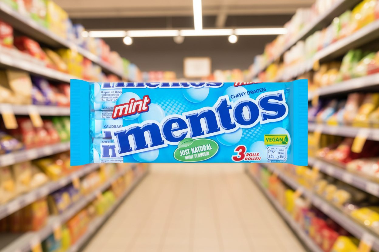 25 x Mentos Mint Chewy Dragees Rolls 3 X 38G (114G)