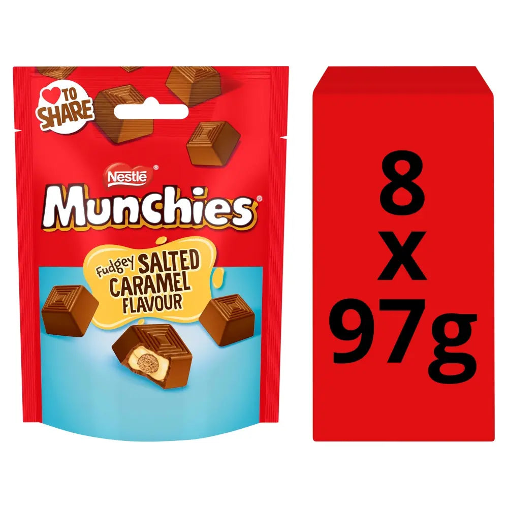 8 X Munchies Salted Carmel Fudge Bag - 97Gm