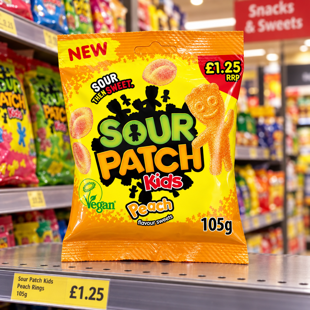 10 X Sour Patch Peach Rings Sweets Bag - 105Gm